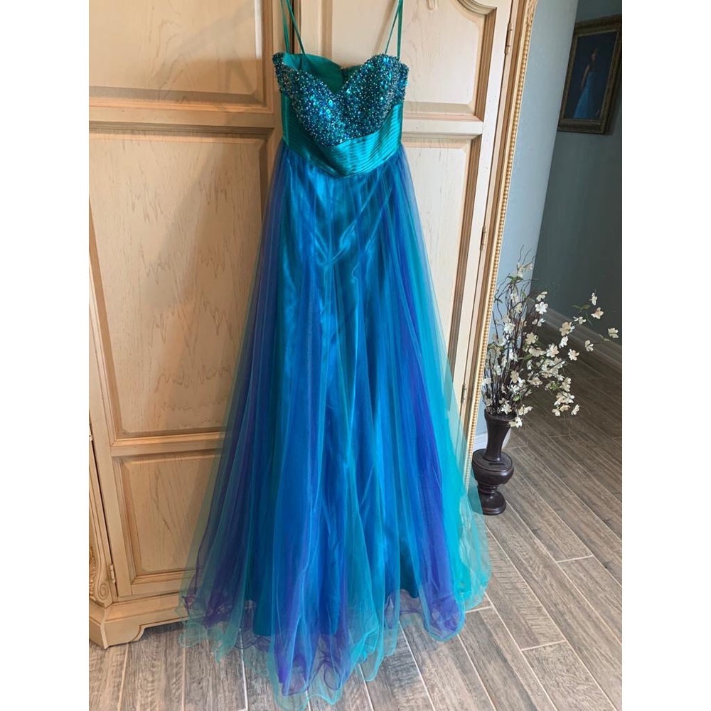Colorful Tule Strapless Gown